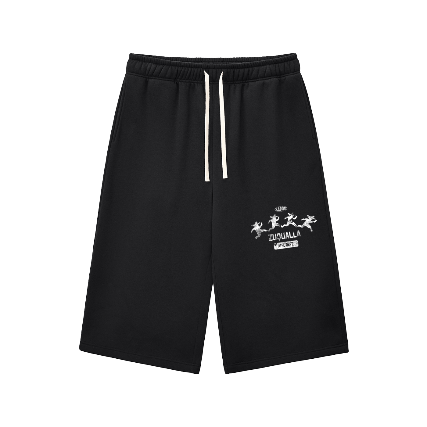 "Zuqualla Athletic Dept." 3/4 Length Heavyweight Sweat Shorts